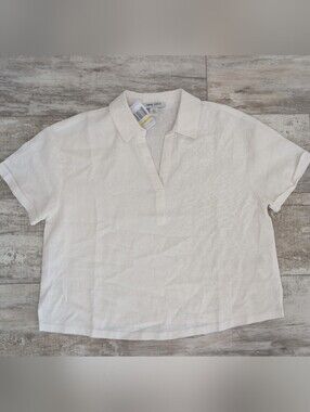 Nine West Men's Off-White Linen-Blend Polo